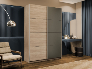 Шкаф-купе Прайм 2-х дверный ДСП/Стекло хаки/Доводчики 120х57х230