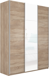Шкаф-купе Прайм 3-х дверный ДСП/Стекло белое/Доводчики 210х57х230