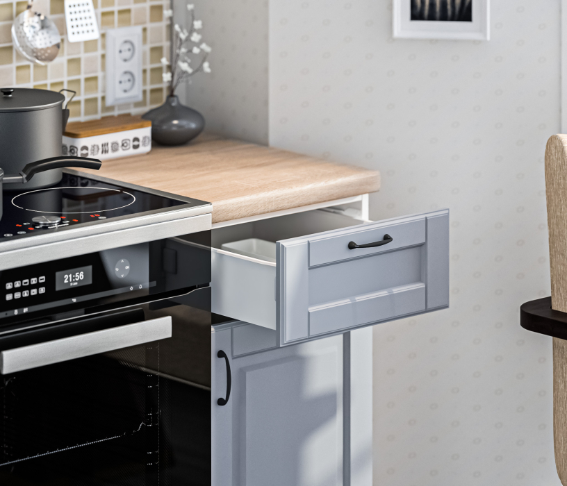 Кухня 2 метра, Кухонный гарнитур Регина Белый/ МДФ Серый светлый 2,4 м