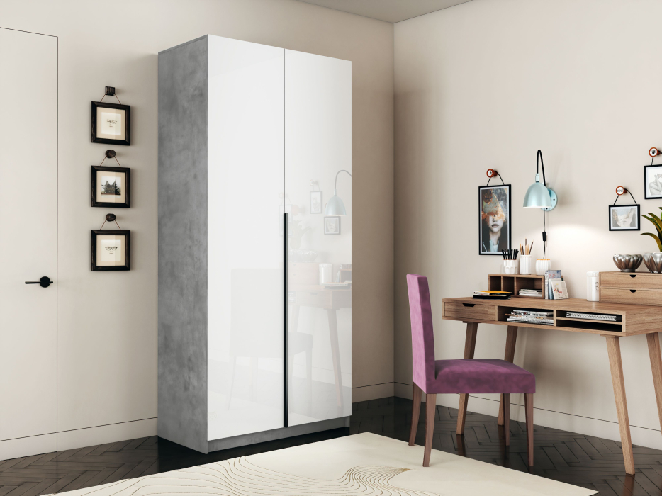 Шкафы распашные, Шкаф распашной Е1 Локер 101x52.5x220 см, с белым стеклом и модулем