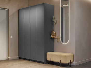 Распашной шкаф Локер 800+800 (Гармошка с системой Push to Move/Левый) с полками и ящиками слева