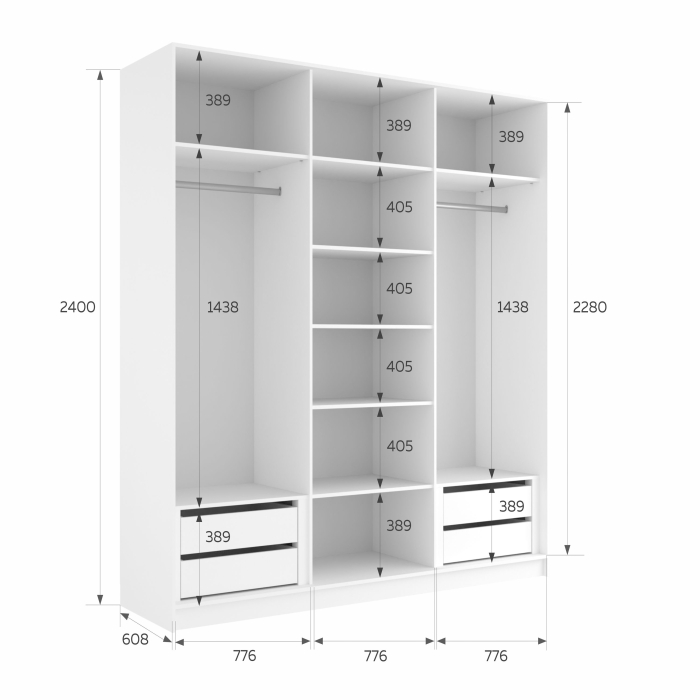 Шкафы-купе 3-х дверные, Шкаф-купе Эста 3-х дверный Стекла хаки/Доводчик 240х66х240