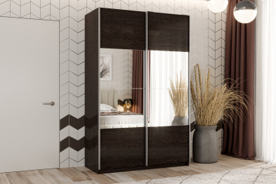 Шкаф-купе Smart 1222 2х дверный (фасады ЛДСП/зеркало) профиль серебро