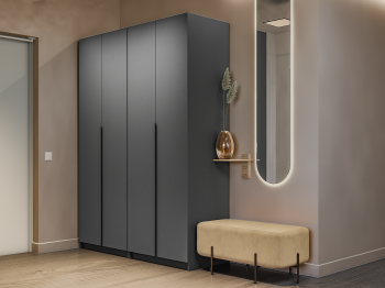 Шкаф складной Е1 Локер ("Гармошка") 162х52.5х220 см,с двумя комплектами полок и модулем