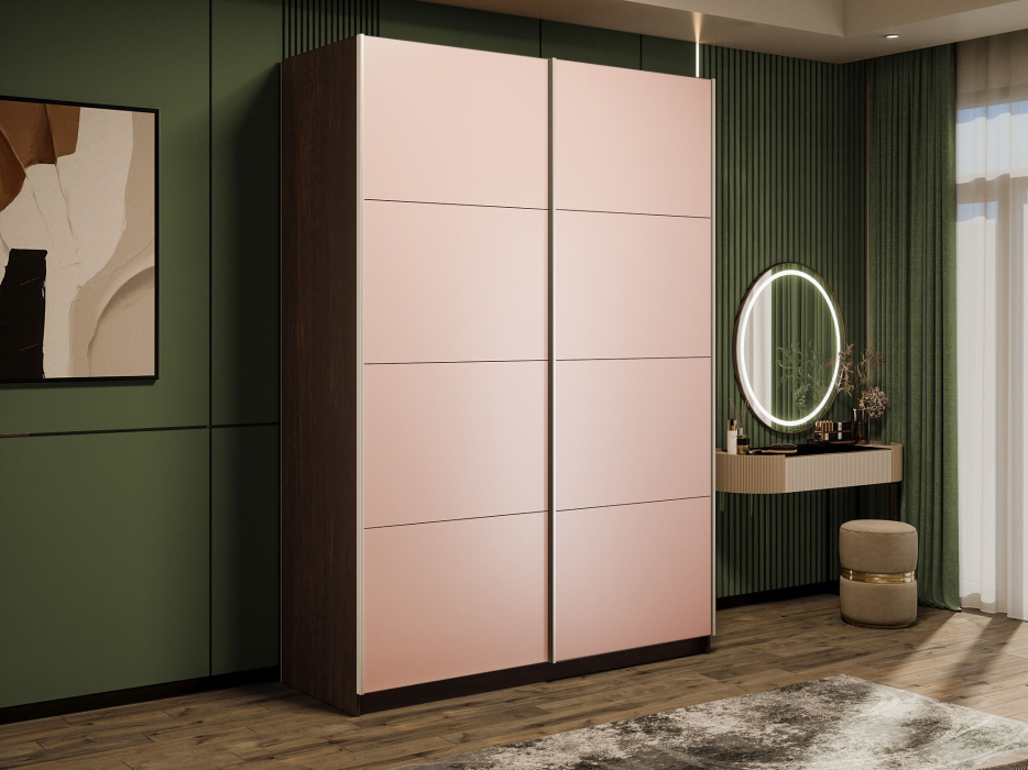 Шкафы-купе 2-х дверные, Шкаф-купе Прайм 2-х дверный Стекла пудра/Доводчики 140х57х230