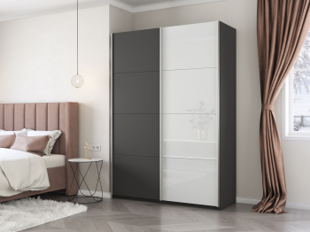 Шкаф-купе Прайм 2х дверный ДСП/Белый Глянец 160х57х230